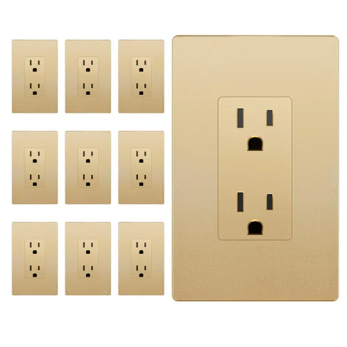 Miniatura 38 de LIDER LR15-TR-GD5P - Receptáculo decorativo mate c/tapa frontal intercambiable, tomacorriente a prueba de manipulaciones/niños, autoconexión a Dorado