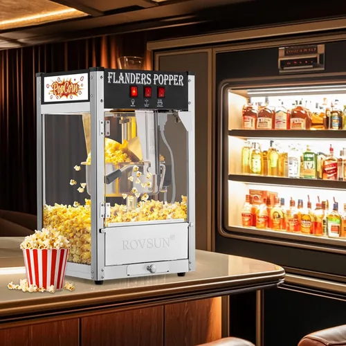 Miniatura 8 de Máquina de palomitas de maíz ROVSUN con hervidor de 8 onzas, hace hasta 32 tazas, máquina de palomitas de maíz comercial para mostrador, con cuchara