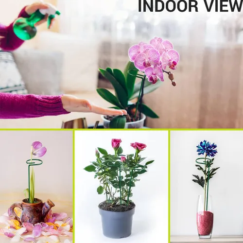 Miniatura 5 de 4 estacas para plantas de jardín para flores, soporte de metal para plantas de jardín de un solo tallo, soporte de flores de jardín para plantas