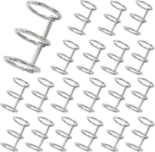 Miniatura 9 de Bonsicoky 10 piezas de 3 anillas de metal para hojas sueltas con bisagras de cierre, con diámetro interior de 20 mm, anillas para libros para diario