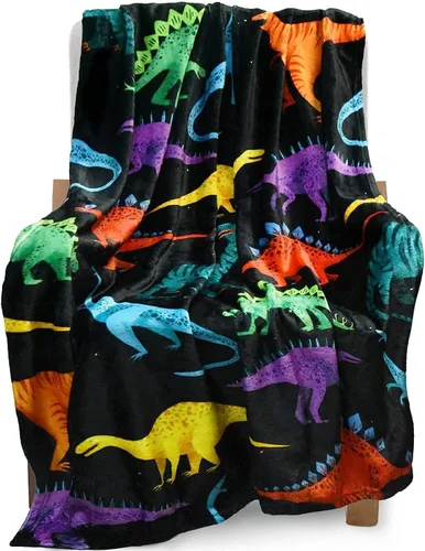 BOOPBEEP Manta de dinosaurios para niños y niñas - Decoración de habitación personalizada, manta suave y linda para niños pequeños, regalo de