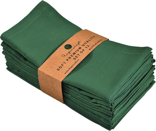 Miniatura 58 de Fingercraft Juego de 12 servilletas de tela de mezcla de lino y algodón, lavables, calidad premium, fiestas, bodas, servilletas de cena en inglete
