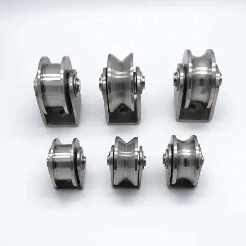 Miniatura 7 de U Groove 3in acero inoxidable resistente doble rodamiento rígido rueda de rodillo de puerta deslizante