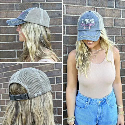 Miniatura 2 de Funky Junque - Gorra de béisbol para mujer, estilo vintage, con parche bordado, aspecto gastado, sin estructura