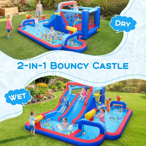Miniatura 8 de BOUNTECH Parque inflable de tobogán acuático, castillo de salto de 21 x 13 pies con toboganes dobles para diversión de carreras, piscina grande