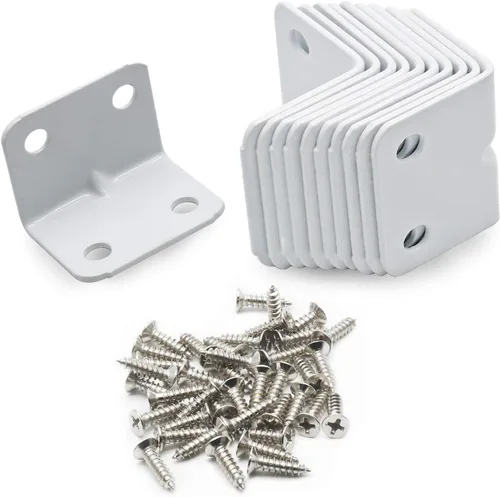 Miniatura 8 de Jiozermi 12 soportes de esquina, soporte de estante en forma de L de 1 x 1 x 1.3 pulgadas, soportes de estante de ángulo recto de 90 grados, soporte