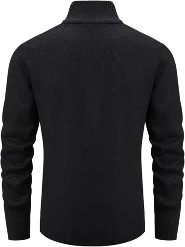 Miniatura 57 de VtuAOL Suéteres tipo cárdigan para hombre, con cremallera completa, cuello alto, cárdigan de punto casual con bolsillos