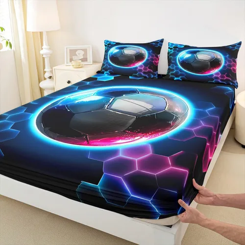 Miniatura 28 de Erosebridal Graffiti Rugby Ball Sheets for Boys Girls Colorful Rugby Helmet Fitted Sheet,Sports Kids Bedding Sets Football Game Bed Sets Twin 2 Piece