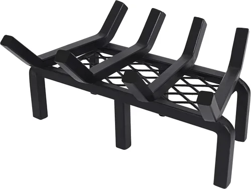 Miniatura 9 de Rejilla de chimenea de 20 pulgadas con retenedor de brasas, rejilla de troncos de chimenea de hierro fundido, soporte para troncos de chimenea