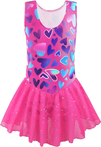 Miniatura 7 de EQSJIU Ropa de gimnasia para niñas, leotardo de ballet con falda para niñas de 1 a 10 años