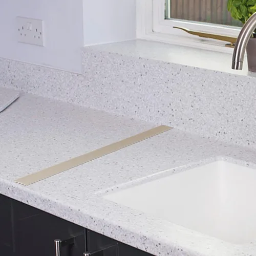 Miniatura 3 de Tira de transición de suelo autoadhesiva, tira de cubierta plana laminada para el suelo, tira divisora plana de vinilo de 2 pulgadas de ancho, Beige