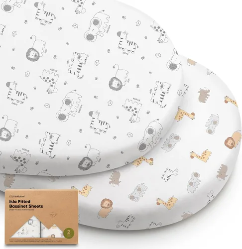 Miniatura 21 de Paquete de 2 sábanas de moisés para bebé niña y niño - 33x17 viscosa derivada de bambú, sábanas ajustables para colchón de moisés junto a la cama
