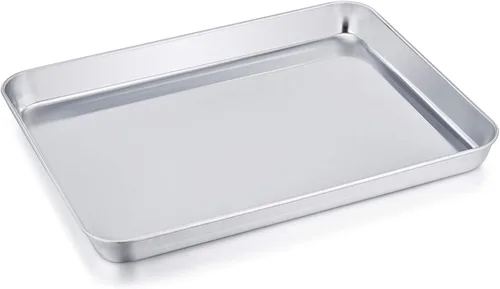 Teamfar, charola compacta de acero inoxidable para horno, charola para horno profesional, 8 pulgadas x 10 pulgadas x 1 pulgada, resistente y