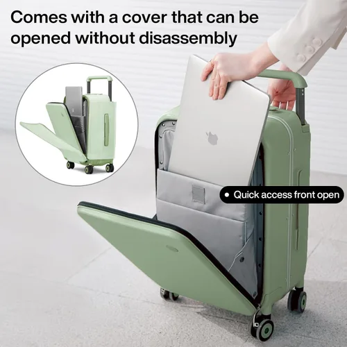 Miniatura 2 de mixi Maleta de viaje con ruedas de diseño de lujo con asa ancha para equipaje, con marco de aluminio, ruedas giratorias, Verde aguacate