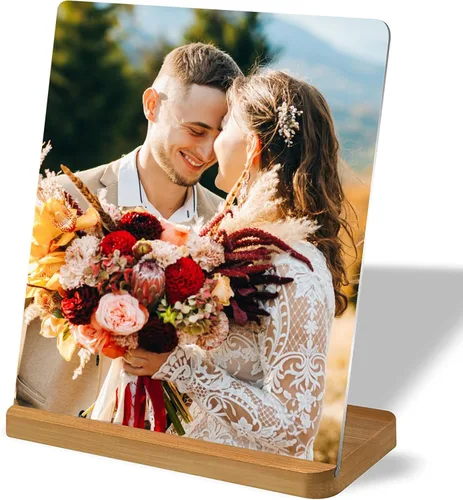 Miniatura 13 de Impresión de fotos de metal personalizada, soporte de bambú, marco de fotos personalizado, transferencia térmica HD, impermeable, varios tamaños