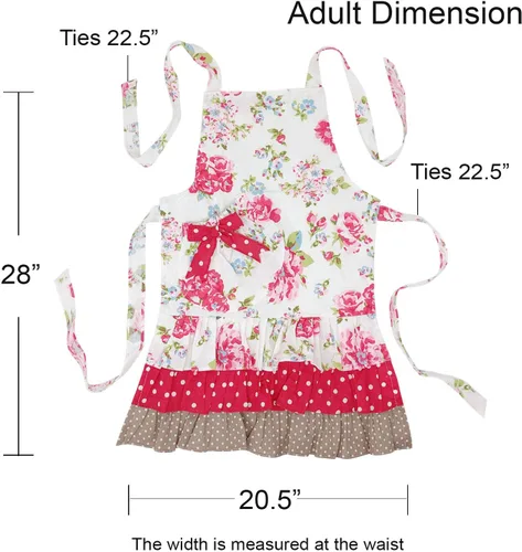 Miniatura 7 de Wrapables Delantal con volantes y rosas para madre e hija para hornear, cocinar y hacer manualidades, adulto