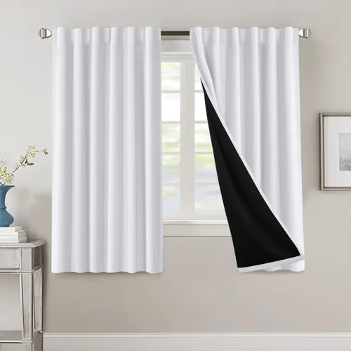 Miniatura 85 de H.VERSAILTEX Cortinas 100% opacas para dormitorio con forro negro, cortinas de oscurecimiento de habitación completa, con aislamiento térmico