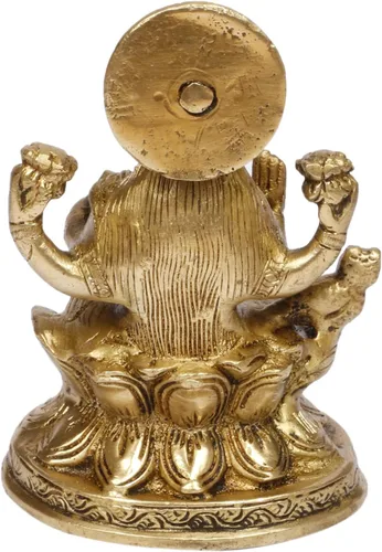Miniatura 5 de ARTVARKO Laxmi Mata Blessing Sentado en Lotus con Kalash y Owl Brass Murti (5 pulgadas)