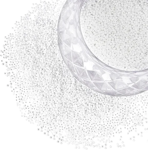 Miniatura 9 de PandaHall Elite - 6000 cuentas de semillas de vidrio 11/0, cuentas redondas opacas de color blanco para la cintura, cuentas espaciadoras de 0.079