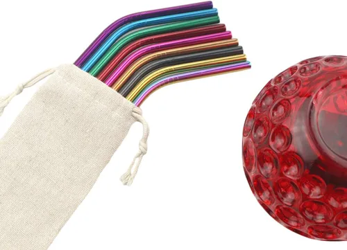 Miniatura 6 de Gugrida Pajitas de metal de acero inoxidable de 8.5 pulgadas, reutilizables, juego de 3 popotes – Cepillo de limpieza de color ultra largo
