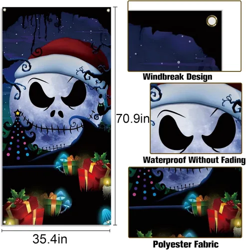Miniatura 3 de Cubierta de puerta de Navidad Navidad Halloween invierno fiesta fiesta puerta delantera banner fotografía hogar porche decoración