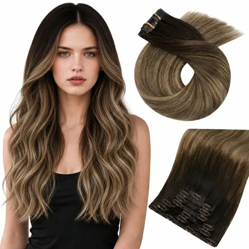 Miniatura 19 de Moresoo Genius - Extensiones de cabello humano real con clip, color negro azabache, invisibles, sin costuras, de trama de piel sintética
