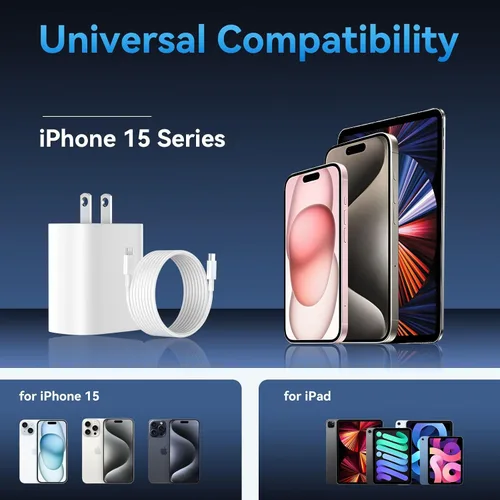 Miniatura 3 de Cargador para iPhone 16 15 Pro Max de carga rápida, bloque de carga USB C de 20 W para iPhone 16 15 con cable de carga tipo C de 3 metros