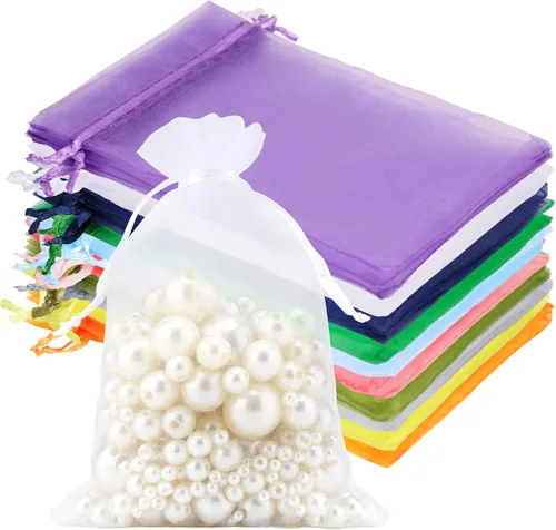joycraft 50 bolsas de regalo de organza – 4 x 6 pulgadas, bolsas de malla con cordón para joyas, 10 colores de organza para fiesta, para Navidad,