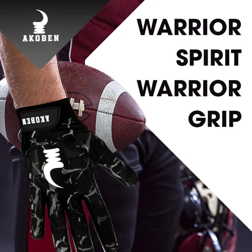 Miniatura 7 de AKOBEN Guantes de fútbol Guantes negros de fútbol Guantes de fútbol blancos Equipo de fútbol Guantes de fútbol para hombre Guantes