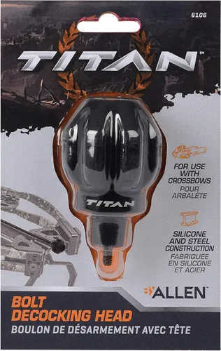 Miniatura 10 de Allen Company Titán Crossbow Bolt De-Cocking Head, roscas de flecha estándar AMO/ATA, silicona/acero, negro