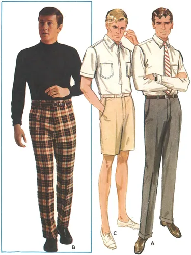 Generic Patrón de costura de los años 60, pantalones y pantalones cortos para hombre - cintura: 40' (40.2 in)