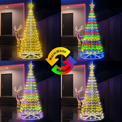 Miniatura 3 de Árbol de Navidad iluminado con conos, 250 luces LED de 1.8 m con 11 modos de iluminación, temporizador, control remoto, árbol artificial de Navidad