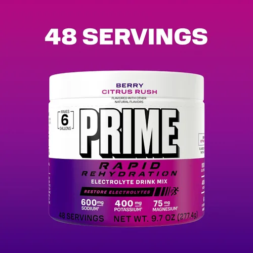 Miniatura 6 de Prime Rapid - Electrolito en polvo de rehidratación, Berry Citrus Rush, mezcla de bebida de hidratación sin azúcar con sodio, potasio, magnesio
