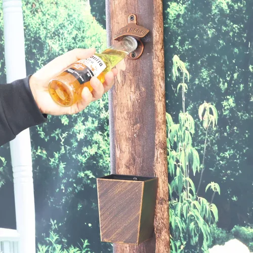 Miniatura 4 de Colector de tapa de botella de cerveza de montaje en pared estrecha Acero inoxidable (oro antiguo)