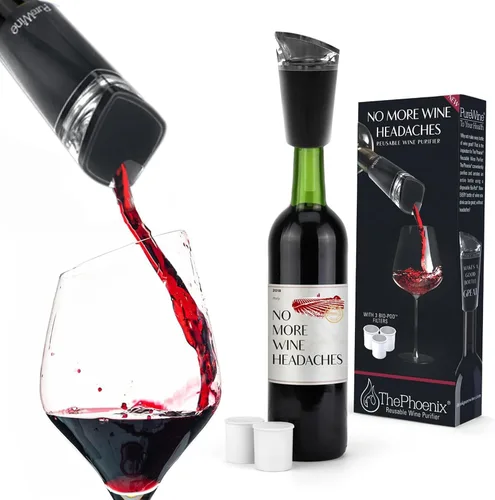 Miniatura 9 de PureWine Bio-Pods para purificador y aireador de vino, filtros de vino rojo y blanco para histaminas y sulfitos, ayuda a alergias y dolores