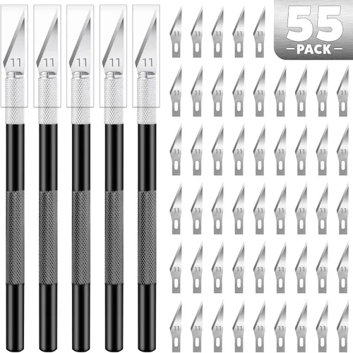 Miniatura 12 de Cuchillo Exacto, 1 cuchillo de manualidades con 10 cuchillas de acero de alto carbono, cuchillos afilados para manualidades, precisión, exacción