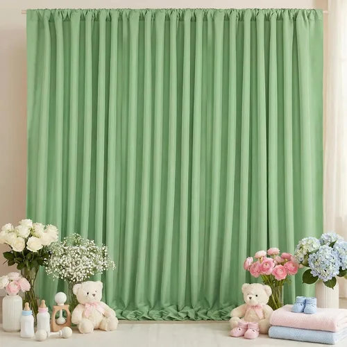 Miniatura 89 de Cortinas de Telón de Fondo Blanco de 2 Paneles 5 x 1,5 m de Poliéster, Telón de Fondo para Fotografía, Cortinas para Decoración de Fondo de Boda