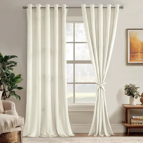 Miniatura 112 de JIUZHEN - Cortinas de terciopelo gris de 63 pulgadas opacas para sala de estar - Cortinas gruesas de terciopelo con ojales para ventana