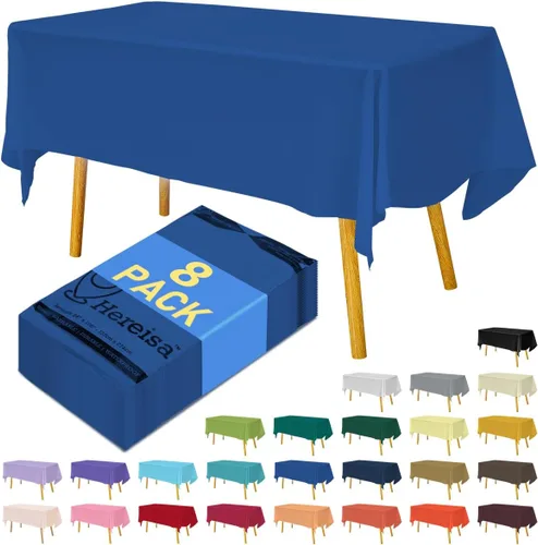 Miniatura 110 de Paquete de 3 manteles de plástico desechables de 54 x 108 pulgadas, manteles de color blanco hueso, manteles de fiesta nupcial para fiestas