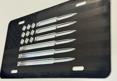 Miniatura 8 de Combo Laser & Diamond Etched - Placa de matrícula delantera con diseño de bandera de EE. UU