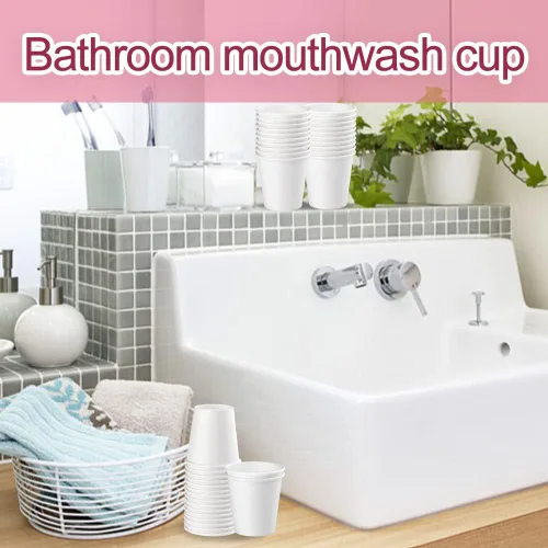 Miniatura 5 de Paquete de 50 vasos de papel blancos de 3 onzas, vasos desechables para el baño, vaso pequeño para enjuague bucal, vaso para aperitivos para agua