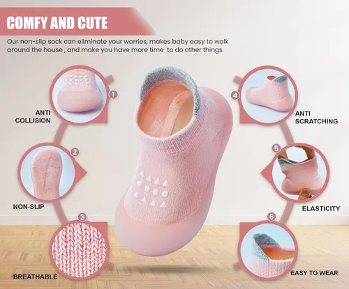 Miniatura 3 de Dookeh Zapatos de bebé para niños y niñas, zapatos de primera caminata, antideslizantes, suela suave, zapatos de calcetín para bebés