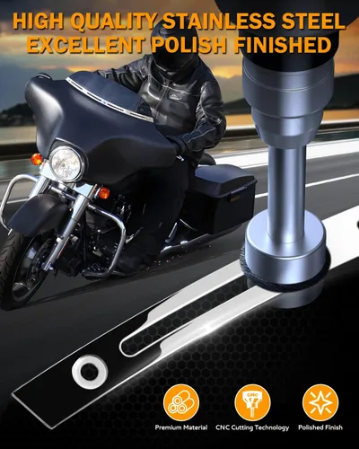 Miniatura 2 de PBYMT Parabrisa biselada con ranuras pulidas de acero inoxidable en forma de murciélago, cromada, compatible con Harley Tri Electra Street Glide