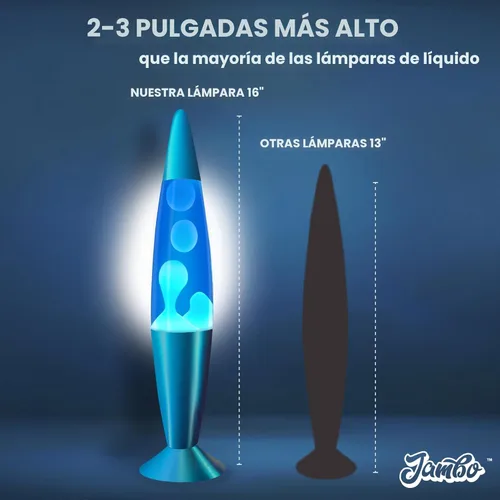 Miniatura 9 de JAMBO Hermosa lámpara de 16 pulgadas, azul con cera blanca/azul, luz líquida relajante, luz nocturna, decoración del hogar, sala de estar, oficina