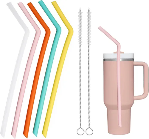 Miniatura 9 de HEYSKAY Popote reutilizable compatible con Hydro Flask botella de agua de boca ancha de 18 a 64 onzas con 2 cepillos para popotes, 6 popotes 6