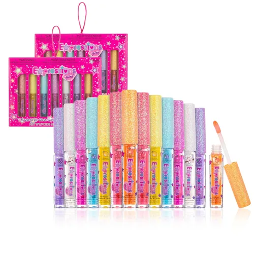 Miniatura 9 de Juego de 7 brillos de labios con sabor a fruta, brillo de labios en varios sabores afrutados, maquillaje no tóxico para niños y adolescentes