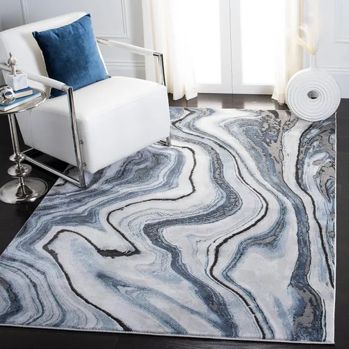 Miniatura 15 de SAFAVIEH Craft Collection - Alfombra decorativa, 2'3" x 4', azul y gris, diseño abstracto moderno, no desprende pelusa y de fácil cuidado, ideal