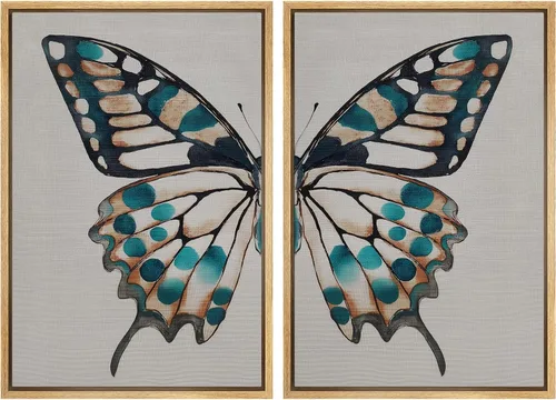 Miniatura 28 de SIGNFORD Lienzo enmarcado para pared, juego de arte con hojas de palmera de selva, polígonos geométricos, formas abstractas, ilustración, arte