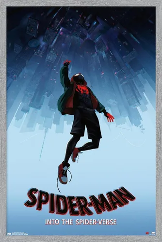 Miniatura 17 de Trends International Spider-Man de Marvel póster Into The Spider-Verse-Falling de 22.37 x 34 pulgadas, versión enmarcada en madera reutilizada