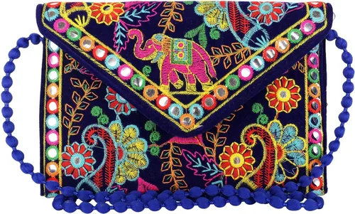 Miniatura 2 de Rajasthani tradicional bordado elefante ilustraciones gran tamaño bolso